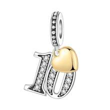 CYMYSS 1pc Fashionable Numeral Pendant, Silver-Plated Copper With Cubic Zirconia, Heart Accent, Birthday/Anniversary Gift For Women - Multicolor - View 15