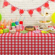 1pc Disposable Plastic Tablecloth, Waterproof Plaid Tablecloth In Red/Pink/Green/Blue, Suitable For Outdoor Picnics, Kitchen And Holiday Parties. Disposable Plastic Tablecloth, Can Be Used For Picnics Or Holiday Party Home Decor. Red Black White Checkered Christmas Plaid Tablecloth, Waterproof And Oil-Proof Tablecloth For Thanksgiving, Suitable For Picnics Or Holiday Party Home Decor.