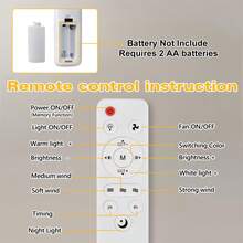 1pc Ceiling Fan With Light And Remote Control, Minimalist 5-Blade Round White Design, E27 Socket Compatible Noiseless Dimmable LED Light, Suitable For Bedroom, Kitchen, Living Room, Balcony Small Bulb/Ceiling Fan - 彩色 - 查看 6