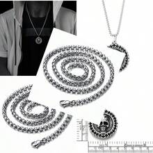 Collar con colgante cruz gótico hombre medallón acero clásico borde trenzado motero punk joyería - como en la foto - Ver 3