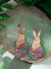 1 Pair Of Acrylic Easter Cute Rabbit, Egg And Chicken Earrings, Suitable For Ladies To Wear At Holiday Parties And As Holiday Gifts - Multicolor 2 - View 23