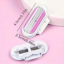 女士手动脱毛器 - 含手柄和8个刀片，女士剃毛器，面部及比基尼部位脱毛，多层不锈钢刀片，可替换刀片 - 粉色 - 查看 3