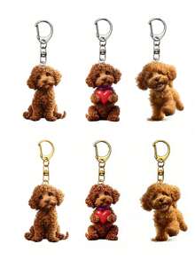 Cute Curly-Haired Teddy Bear Bag Charm - Brown, Bag Decoration, Cute Acrylic Dog-Shaped Accessory, Lightweight Acrylic Pendant, Suitable For Wallets, Backpacks, Cars, And Home - No Power Required, Gift For Pet Lovers, Car Accessory, Fun Ornament, Smooth Texture, 2d Flat Design, Outdoor Accessory, Party Accessory, Gift, Souvenir, Perfect Back-To-School Gift