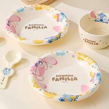 Disney Stitch Ceramic Tableware, Officially Licensed, High-End Stylish Cartoon Cute Bowl Plate Set, Couple Matching Dinnerware For Home Use - Multicolor - View 7
