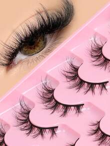 Lasvirey 6 Pairs Fluffy Curl Eye Lashes Spiky Cat Eye Eyelashes Natural Look Fake Lashes Criss-Cross 3D Strip Lashes Wispy Soft Lashes Reusable Lashes For Sparkle - Cat Elf Eyelashes - View 1