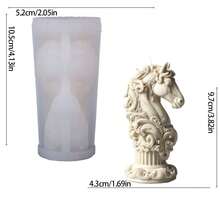 1pc Horse Totem Aroma Candle Silicone Mold, DIY Classical Horse Head Candle Mold, Embossed Roman Column Decor Mold - White - View 8