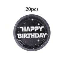 10pcs/20pcs/40pcs/50pcs,Disposable Paper Plates For Starry Sky Themed Birthday Party Decorations, Black Galaxy Spaceship 7-Inch And 9-Inch Paper Plates, Starry Sky Themed Birthday Party Supplies & Gifts - Multicolor - View 13