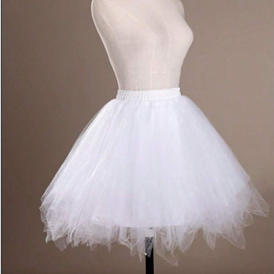 女士短款复古芭蕾舞裙，适合圣诞节、派对、婚礼、伴娘、情人节及其他场合。 - 白色 - 查看 1