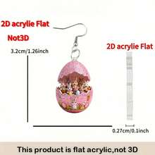 2pcs Easter Novelty Earrings, 2D Flat Cute Rabbit Design Acrylic Earrings - Multicolor - View 6