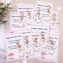 2/5/10个可爱羊驼爱心钥匙扣装饰配件，时尚男女通用情人节口袋礼物套装，附赠励志贺卡 - 非常适合送给家人、朋友、爱人以及任何需要支持和鼓励的人。友情礼物、情人节礼物、鼓舞人心的纪念礼物。 - 彩色 - 查看 8