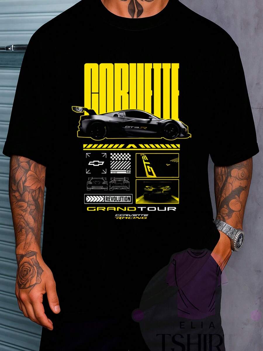 Streetwear T-Shirt Cars Skyline GT3RS Automobiles Vehicles Racing Drift Street Fashion Urban Culture Skaters Unisex Men's Women's 100% Cotton Top Premium Streetwear New Release Immediate Shipping Various Colors!! - 72581-克爾維特 - 查看 1