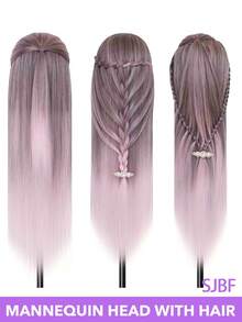 28-Inch Mannequin Head With Multicolored Synthetic Hair - Includes Free Clamp & Bonus Braiding Set For Hairdressing Practice For Cosmetology Practice Barber & Salon Styling Braiding & Practice Doll Head Durable & Easy Maintenance - Multicolor - View 4