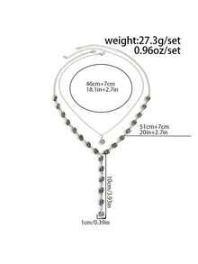 2pcs/Set Bohemian Style 3D Rose Pendant Necklace Set, Elegant Vintage Daily/Party Charm Metal Necklace Gift For Women - Necklace - View 5