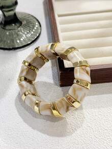 1pc Women's Beaded Bracelet, Bohemian Style Beaded Resin CCB Elastic Bracelet, Suitable For Vacation Wear - Beaded Elastic Bracelet - View 10