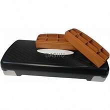 BANCO STEP DE AEROBICS EN PLASTICO PVC REFORZADO, PLATAFORMA AJUSTABLE 2 ALTURAS NEGRO/BLANCO/DORADO - por defecto - Ver 3