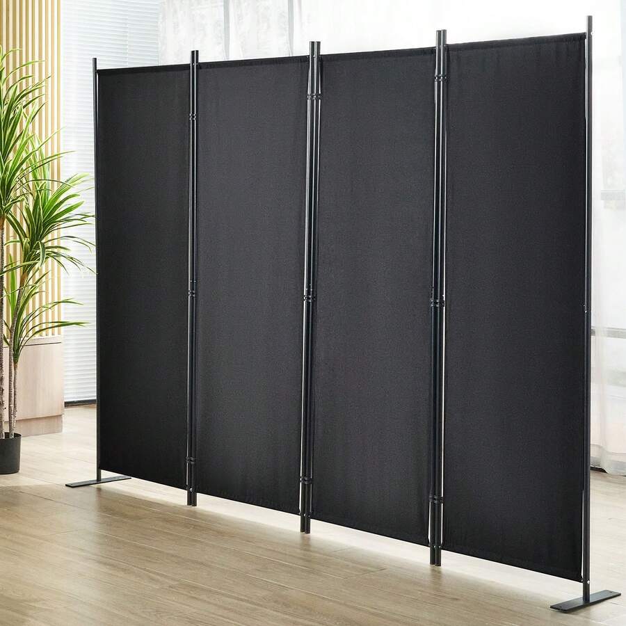 4 Panel Room Divider, 5.6ft High Room Dividers And Folding Privacy Screens, Fabric Partition Room Dividers For Office, Bedroom, Dining Room, Study, Freestanding - Black - View 1