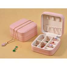 1pc Travel Jewelry Case Bridesmaid Gifts Box,Small Jewelry Box Mini Jewelry Organizer,PU Leather Portable Earring Storage Box For Women Girls Bridesmaid Proposal Gifts - Multicolor - View 8