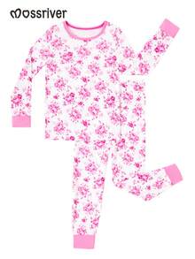 MOSSRIVER Baby Girls Pink Bow And Floral Print Long Sleeve Tee & Pants Set - Sweet Mother's Day/Father's Day Outfit - Màu Hồng baby - Xem 3