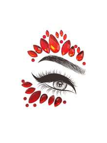 1张脸部宝石贴纸，亚克力宝石贴纸，自粘水钻贴纸，适用于派对、俱乐部、万圣节、节日脸部装饰 - 紅色 - 查看 6