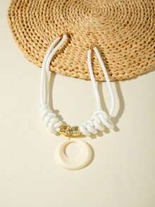 imoli 1pc Unique Knotted Design Polyester Clavicle Chain Necklace For Women, Suitable For Daily Wear, A Great Gift For Friends - 31192-nek-white-eP - View 10