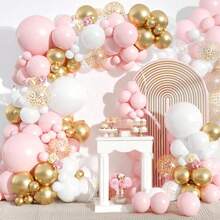 Pink And White Balloon Arch Kit, 106PCS Pink And Gold Balloon Garland Pastal Pink White Gold Confetti Balloons For Girls Birthday Baby Shower Wedding Bridal Shower Party Decorations - 粉紅色 白色 - 查看 8