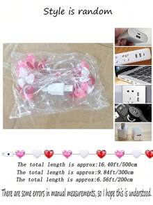 16,40ft/500cm, 9,84ft/300cm, 6,56ft/200cm - Trang trí Ngày Valentine - Đèn dây LED hình trái tim màu đỏ, hồng, trắng, dùng nguồn USB, Trang trí Ngày Valentine - Đèn cổ tích hình trái tim - Trang trí phòng ngủ lãng mạn cho nhà cửa - Nhiều màu - Xem 3