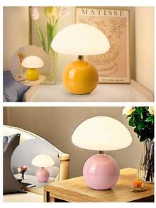 1个粉色蘑菇造型LED台灯，按钮开关三色调光，适用于卧室、客厅、餐厅和办公室家居装饰。阅读灯，女士理想之选，派对/节日礼物，亮度可调节。 - 彩色 - 查看 5
