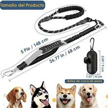 SlowTon Correa para Perros Resistente 1.5m, 4 en 1 Entrenamiento Correas & Cinturn de  de Coche Reflectantes para Perro Grandes Medianos conCmodo Mango Acolchado, Incluye Dispensador - azul - Ver 8