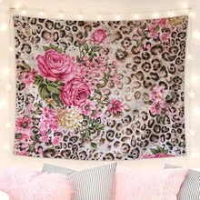 1pc Cheetah Print Tapestry,  Leopard Print Gifts For Women, Vintage Floral Cheetah Prints Blanket For Teen Room Bedroom College Dorm Apartment, College Dorm Decor, Living Room, Home Room Decor - 其他 - 查看 2