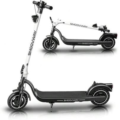 Scooter Eléctrico S10 500W 36V 10.5Ah 30km de Autonomía 25km/h Llantas Sólidas 10" Plegable Suspensión Delantera Blanco Ártico