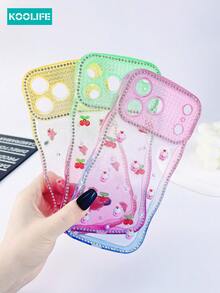 1pc Wavy Edge Diamond Gradient Phone Case With Epoxy 3D Ice Cream & Pearl, 2.0mm TPU Soft Cover, Raised Lens Protection Shockproof Stylish Design Case, Compatible With IPhone 17/17 Pro/17 Pro Max - Strawberry Ice Cream Gradient Powder - View 7