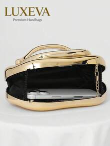 Elegant And Stylish Hardware-Decorated Clutch,Retro & Simple Solid-Color Popular Shoulder Bag,Versatile Attractively Ladies' Chain Bag For Daily Wear - 金色 - 查看 8