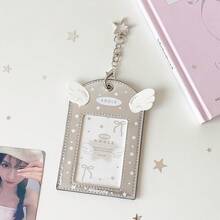 Angel-Themed Multi-Color Card Holder, Featuring Wing & Star Elements, Adorable Star-Shaped ID Badge Holder, Keychain Card Pouch For Students - Multicolor - View 14