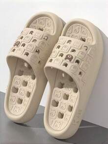 Sandal Kartun Kasual untuk Pasangan, Lembut dan Nyaman, Anti Selip dan Bernapas, Cocok untuk Kamar Mandi dan Penggunaan Dalam Ruangan, Sepanjang Musim, Sandal Unisex Ringan - Hitam - View 1