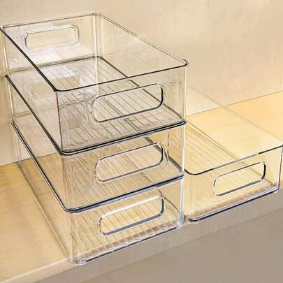 Transparent Stackable Stationery Storage Box, Desktop Storage Basket, Makeup Organizer Rack, Suitable For Storing Stationery, Sticky Notes, Documents, Applicable For Home, School, Office, Women, Mothers, Back To School Gifts, Home Decor, Bathroom Decor And Accessories, Home Supplies, Room Decor