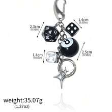 Handmade Y2K Style Destiny Dice Keychain With 8 Ball Pendant - Unisex Subculture Bag Charm & Fashion Accessory Cross - 彩色 - 查看 4