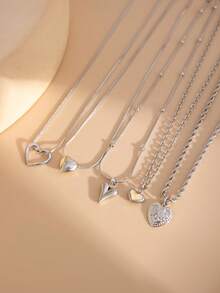 5件套波西米亚风镂空心形扭链项链，优雅时尚休闲风，适合婚礼、派对、度假、街头风、情侣约会、女士节日生日等场合，百搭珠宝礼品。 - 項鍊 - 查看 9