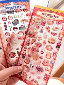 3D Embossed Stickers - Sushi Burger Food Design, Suitable For DIY Phone Cases, Water Bottles, Scrapbooking - Multicolor - View 5