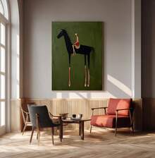 1 Pc 2D Print Canvas Painting,Horse Art Neutral Home Decorpainting Large Green Minimalist Canvas Brown Abstract Horse Rider Figure Painting Vintage Equestrian Wall Art , Wooden Framed Art,High Quality ,Thickness 2. 25cm/1inch Wall Art Prints Poster Direct Hanging Decor For Home Gifts,Living Room, Bathroom, Bedroom, Kitchen,Bar,Office - Nhiều màu - Xem 5