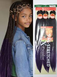 Xpression Pre-Stretched Braiding Hair - Smooth Yaki Texture, Flame Retardant Synthetic Fiber For Kids 3pcs - Multicolor - View 5