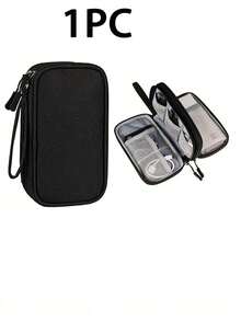 1 pieza Bolsa de almacenamiento de nailon multifuncional, organizador de cables digitales, bolsa organizadora de accesorios electrónicos portátiles, adecuada para disco duro externo, batería portátil, auriculares y cargadores, fundas de teléfono, auriculares inalámbricos, auriculares Bluetooth, auriculares supraaurales, auriculares, adecuada para uso empresarial, viajes, escuela, universidad, oficina, útiles escolares, esenciales de vuelta a la escuela - Multicolor - Ver 16