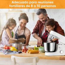 MOLOLAN Batidora de pie multifuncional de 6,5 cuartos con 10 configuraciones de velocidad - incluye un gancho para masa, batidor y paleta para mezclar, adecuada para hornear, hacer pasteles, etc. - diseño de cabezal inclinable fácil de usar, base antideslizante, tazón para mezclar de acero inoxidable. - Blanco - Ver 7
