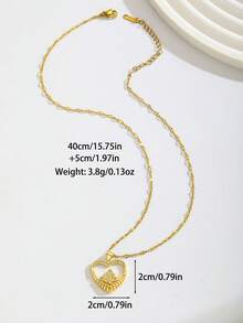 1 pieza Colgante de mariposa elfa con forma de corazón de circonita cúbica exquisita y retro de lujo, cadena de acero inoxidable dorado para clavícula para mujer para uso diario, para amigos, novia, familia, hija, regalo de San Valentín, cumpleaños - Dorado - Ver 6