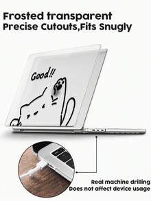 1 件装,卡通猫图案 | 磨砂亚克力超薄笔记本电脑保护套 | 兼容 Air13 2025/Pro16 M3 M2 | 集防指纹、防震、散热于一体 | 办公学习必备保护套 - 無色 - 查看 5