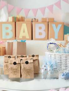 50/100pcs Brown Kraft Paper Bags, Durable Storage Bags, Party Gift Bags, Suitable For Snacks, Cookies, Burgers, Small Businesses, Grocery Stores, Takeout Packaging, Great For Parties, Weddings, Summer Evenings, Back To School, National Holidays, Halloween, Christmas - Large - View 8