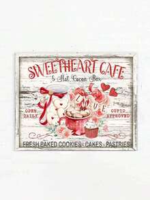Valentine's Day Rustic Decor, Sweetheart Coffee Hot Cocoa Bar Hanging Photo Frame, Retro Bread Decorative Photo Frame, Valentine's Day Desktop Decor, Perfect For Home, Cafe And Party Decoration, Ideal Holiday Gift For Friends