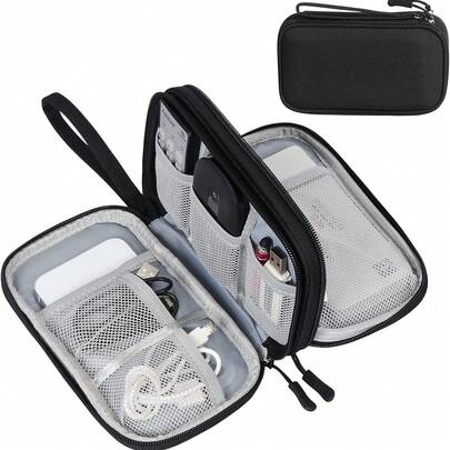 Electronic Organizer Bag, Travel Cable Organizer Pouch, Electronic Accessories Portable Case, Waterproof Double-Layer Storage Bag For Cables, Cords, Chargers, Phones, Earphones
