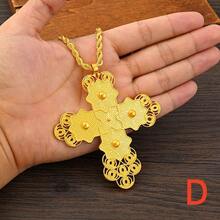 1 pieza Collar con colgante de cruz minimalista clásica hueca, longitud de cadena de 80 cm, colgante con elemento de cruz, collar de uso diario para mujeres, adecuado para árabe, reunión diaria, fiesta de cumpleaños, regalo de joyería de festival - Amarillo Oro - Ver 14