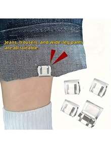 2-Pack / Use Invisible Clips To Shorten The Trouser Legs And Prevent Them From Dragging, Hidden Buckle Leg Closures Leave No Seams, And Use Rolled Hem Buckles To Prevent The Trouser Legs From Dragging - trắng - Xem 2