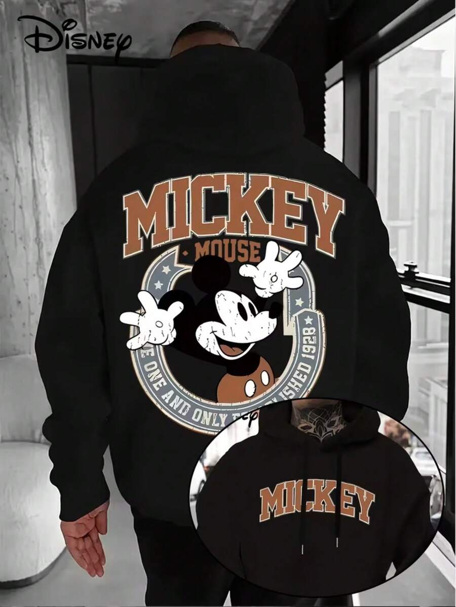 2026Disney Men's Hoodie-Men's M-Pattern Pullover, Loose Hoodie Sweater In Front Pocket, Suitable For Casual Wear, Birthday Gifts For Disney Fans, Travel Clothes, Playful Design, Comfortable Fabrics, Fan Clothes, Movie Lovers, Home Clothes, Durable Materials, Printed Sweatshirts, Men. - Black - View 1